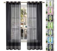 Lightweight White Voile Curtains 50x50 cm Eyelet Drop - Thermal Insulated Linen Net Curtains for Bedroom Kitchen Nursery - Elegant Home Decor Blackout Option Available