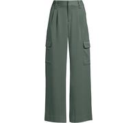 Lightweight Wide Leg Cargo Trousers, High Waisted lands end Green 16