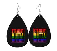 Lightweight Women Earring Straight Outta The Closet Gay and Lesbian Pride Teardrop Leather Earrings Fashion Earring for Party Girl Ladies