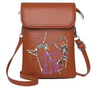 Lightweight Women's Shoulder Phone Bags for Women Halloween Pumpkin Ghost Cemetery Witch Skeleton Bat Haunted Perfect for Outfits PU Leather Phone Bags