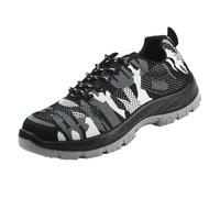 Lightweight Work Shoes for Men in Spring and Winter, Camouflage, Fly Woven, Breathable Work Shoes with Toe Protection and Stitch Protection, Men's Shoes Without Laces, 47, Camouflage, 12.5 UK