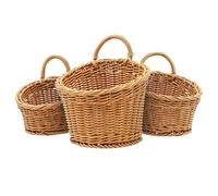 Lightweight Woven Storage Basket, Handmade Onion Basket with Handle, PP Rustic Farmhouse Decor, Boho Style Multi-functional Container Holder for Kitchen, Bathroom, Door, 5.71 x 6.3 x 6.89 inches