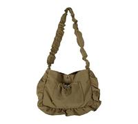 Lightweight Wrinkles Texture Shoulder Bag with Ruffle Detail And Multi Compartment Organization Design Underarm Bags, Green
