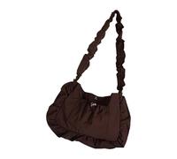 Lightweight Wrinkles Texture Shoulder Bag with Ruffle Detail and Multi Compartment Organization Design Underarm Bags Trendy Korean Styles Bag