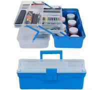 Lightweight Yet Strong 3 Layer Fishing Tackle Box with Ergonomic Handle and Secure Buckle for Field and Boat Storage (A)