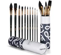 Lightwish 10PCS Watercolour Brushes Set, Artist Grade Mixed Hair Paint Brushes Art Set with Round Pointed, Flat, Oval Wash, Dagger, for Watercolour Acrylic Gouache Inks Painting