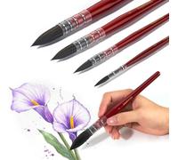 Lightwish 4 Pcs Squirrel Hair Watercolour Brushes Set - Pointed Round Mop Brush Kit for Artists, Beginners & Professionals (#0#2#4#6) - Ideal for Watercolor, Gouache, Acrylic Ink