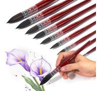 Lightwish 9 Pcs Squirrel Hair Watercolour Brushes Set - Full Range Pointed Round Mop Brushes for Watercolor, Gouache, Artists & Beginners #0#1#2#3#4#5#6#7#8
