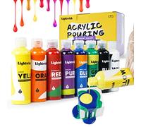 LIGHTWISH Acrylic Pouring Paint, 8 Vibrant Colours,4fl oz/118ml Bottles, Pre-Mixed High Flow Acrylic Paint Supplies for Canvas Wood Stones DIY