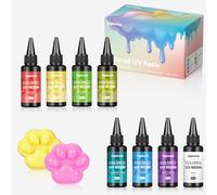 LIGHTWISH Colored UV Resin,8 Macaron Colors,400g UV Resin Kit, Quick Ultraviolet Curing Epoxy Resin for Craft, Jewelry Making, Casting and Coating, DIY Crafts(50g Each)