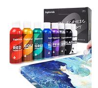 LIGHTWISH Metallic Acrylic Pouring Paint, 8 Iridescent Colors,4fl oz/118ml Bottles, Pre-Mixed High Flow Acrylic Paint Supplies for Canvas Wood Stones DIY
