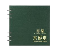 Lightwish Square Watercolor Journal,100% Cotton,300gsm/140lb,Acid-Free,20 Sheets Hot Press Watecolor Paper Sketchbook for Artists Adults Students,7.68 * 7.68 Inches(Dark Green)