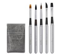 Lightwish Travel Watercolor Brushes, 5 Pcs Synthetic Squirrel Hair Brushes | with Leather Storage Pouch.Perfect for washes, linework, blending & textures with watercolour, gouache and ink.