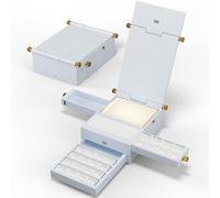 LIGHTWISH Travel Watercolour Palette Box, Ultra-Portable All-in-One Kit with 24 Removable Grids, 2 Ceramic Palettes, Water Cup & Universal Bracket Interface, Plein Aire Set for Artists