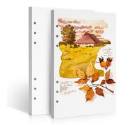 LIGHTWISH Watercolor Paper Bulk, 100% Cotton Hot Press 300gsm/140lb, 2 Pack, Total 40 Sheets A5 Hole-Punched Interchangeable Paper for Artists, Adults,Students,5.5 * 8.2 Inches