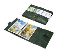Lightwish Watercolor Sketchbook, 100% Cotton 300gsm Acid Free Hot Press, 17x10cm (6.69" x 3.94"), 20 Sheets, Binder Bound & Refillable, Travel Art Journal for Artists, Adults, Students(Green)