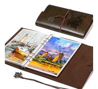 Lightwish Watercolor Sketchbook,100% Cotton Acid Free Watercolor Journal,300gsm/140lb Cold Press Watercolor Paper for Artists,Adults,Students,20 Sheets,9.25 * 6.3 Inches（Vintage Deep Brown）