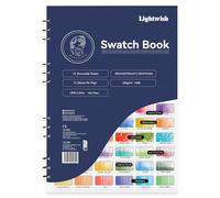 Lightwish Watercolor Swatch Book - 12 Detachable Sheets 100% Cotton 72 Spaces,15.35 * 10.63 in,300gsm/140lb Hot Press for Watercolor, Gouache, Oil Pastels - Spiral-Bound Color Testing Journal