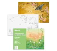 LIGHTWISH Watercolour Coloring Book for Adults & Beginners -Premium 100% Cotton 300gsm Cold-Press Paper | 15 Large Sheets | 21 x 15 cm | Featuring Exotic & Garden Birds | Nature Themed Art