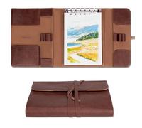 Lightwish Watercolour Pad - Cold Press with Brush Holders & Pockets | 20 Sheets of 100% Cotton 300gsm Watercolor Sketchbook, Detachable Pages with Rigid Backing Board | Perfect for Painting On The-Go