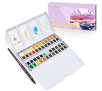 LIGHTWISH Watercolour Paint set, 48 Colours Professional Artist Grade Watercolor Paint, High Lightfastness,Travel Watercolour Set with Palette, Watercolor Pens, Idea for Artists and Hobbyists