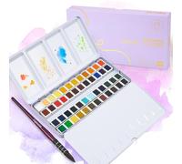 LIGHTWISH Watercolour Paint set, 48 Colours Professional Artist Grade Watercolor Paint, High Lightfastness,Travel Watercolour Set with Palette, Watercolor Pens, Idea for Artists and Hobbyists