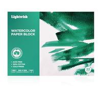 LIGHTWISH Watercolour Paper Block 9x12 Inch 22 Sheets 300gsm Cold Pressed | 100% CottonAcid Free Artist Paper for Watercolour Gouache Ink Acrylic, Beginners & Professional Artists(23x31cm)