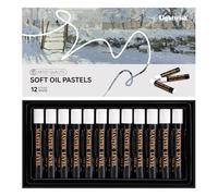 LIGHTWISH White Oil Pastels - Pack of 12, Ultra-Smooth Blendable Crayons for Professional Artists & Beginners, Perfect for Canvas, Chalkboard & DIY Crafts, Non-Fade, High Coverage Art Supplies