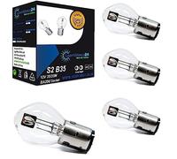 LIGHTWORLD24 Pack of 4 BA20d S2 35/35W 12V Motorcycle Halogen Headlights Super Bright High Beam Low Beam Scooter Moped Scooter Bilux Lamp Bulbs, Motorcycle Accessories