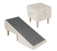 Lightyard 2-In-1 Folding Pet Ramp Stairs Foldable Human Chairs Detachable Convertible Pet Ramp Footstool for Small and Large Dogs