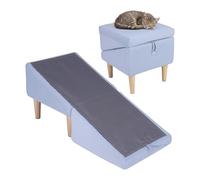 Lightyard 2-In-1 Split Dog Ramp Folding Pet Stairs Convertible Pet Ramp Footstool (Blue)