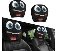 Lightyard 2 Pair Funny Car Headrest Covers, Cute Cartoon Eyes Car headrest covers, Universal Fit Car-Seat Head Rest Cover, Washable & Elastic, for Auto Front Seat Rest Halloween Decoration (Type-E)