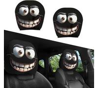 Lightyard 2 Pair Funny Car Headrest Covers, Cute Cartoon Eyes Car headrest covers, Universal Fit Car-Seat Head Rest Cover, Washable & Elastic, for Auto Front Seat Rest Halloween Decoration (Type-A)