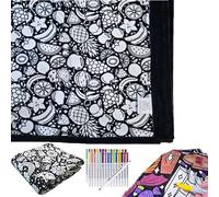 Lightyard DIY Coloring Blanket with 12 Colored Markers, 50×60 Inch Creative Washable Fabric Blanket, Cozy Kids Bedroom Sofa Décor, Personalized Cozy Home Gift (Fruit)