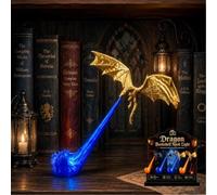 Lightyard Dragon Flame Book Nook Light, 3D Printed Fantasy Bookshelf Decor, Flying Dragon Design, Red or Blue Flame, Fantasy Flying Design Printed Sculpture Book Lover Gift Halloween Shelf (gl, M)