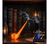 Lightyard Dragon Flame Book Nook Light, 3D Printed Fantasy Bookshelf Decor, Flying Dragon Design, Red or Blue Flame, Fantasy Flying Design Printed Sculpture Book Lover Gift Halloween Shelf Display，b L