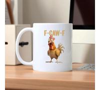 Lightyard F-Caw-F Coffee Mug Funny Chicken Mug, Novelty Ceramic Chicken Cups, Creative Chick Cawing Drinks Tea Cup Mugs, Farmhouse Home Decor (White)