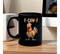 Lightyard F-Caw-F Coffee Mug Funny Chicken Mug, Novelty Ceramic Chicken Cups, Creative Chick Cawing Drinks Tea Cup Mugs, Farmhouse Home Decor (Black)