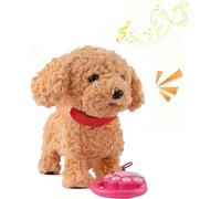 Lightyard Interactive Plush Puppy Dog-with Touch Sensing, Voice Mimic, Lifelike Sounds, Tongue & Licking Motion, Leash Remote, Ai Robot Puppy for Boys and Girls (Teddy)