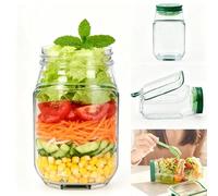 Lightyard Salad-Jars, Vertical Layering VegetablePod Built-In Bowl Design, Reusable Vegetable Fruit Container, Portable Containers for Lunch Bowl with Leak Proof Dressing Case (1PCS)