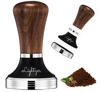 LIGHTZER Coffee Tamper Elegance Wooden. Flat Espresso Tamper for 51mm Portafilter baskets. Stainless Steel Flat with Height Adjustable Wooden Handle. Espresso Tamper (51 mm Tamper)