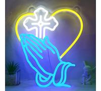 Lightzz Prayer Neon Light, Adjustable Brightness LED Religious Wall Sign for Bedroom, Home Altar, Meditation Room, USB-Powered Inspirational Christian Decor for Men Women