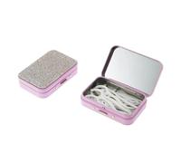 LIGHUFEIC 2Pack Bling Dental Floss Cases with Mirror, Portable & Refillable Floss Pick Holders, Gum Container Metal Tin Box Case for Q-tip,Cotton Swab (Bling Pink)