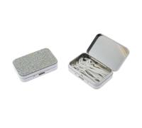 LIGHUFEIC 2Pack Bling Dental Floss Cases with Mirror, Portable & Refillable Floss Pick Holders, Gum Container Metal Tin Box Case for Q-tip,Cotton Swab (Bling White)