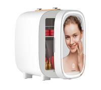 LIGIANT DF01A Mini Fridge, Low Noise w/ 3-Level Dimmable LED Light Mirror, 4L Mini Fridge for Bedrooms, Cooler & Warmer, Portable Design for Multiple Uses - Bedroom, Office, and Travel
