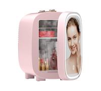 LIGIANT Mini Fridge, With 3-Level Dimmable LED Light Mirror, Low Noise Mini Fridge, 4L Large Capacity, Cooler & Warmer, Portable Design for Multiple Uses - Bedroom, Office, and Travel
