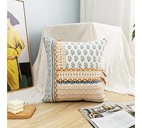 LIGICKY Boho Decorative Throw Pillow Covers with Tassels Tribal Hand Woven Accent Pillowcase Moroccan Style Printed Cushion Cover for Couch Sofa Bed Living Room, 45 x 45 cm