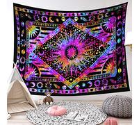 LIGICKY Burning Sun Tapestry, Psychedelic Celestial Sun Moon Planet Tie Dye Bohemian Wall Hanging Boho Hippie Wall Art Tapestries Home Decorations for Living Room Bedroom Dorm, Purple 59.1" x 78.7"