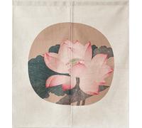 LIGICKY Japanese Style Noren Doorway Curtain Short Cotton Linen Tapestry for Home Decoration 85 x 90cm (Vintage Lotus Flower)