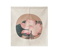 LIGICKY Japanese Style Noren Doorway Curtain Short Cotton Linen Tapestry for Home Decoration 85 x 90cm (Vintage Lotus Flower)